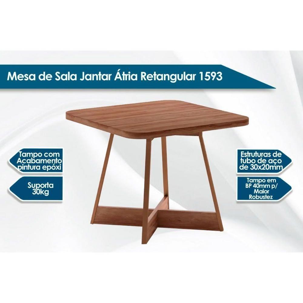Miniatura Sala De Jantar átria 1593 Aço Com Tampo Madeirado 90x90cm E 4 Cadeiras 1736 Pretonogal Preto Preto Carraro
