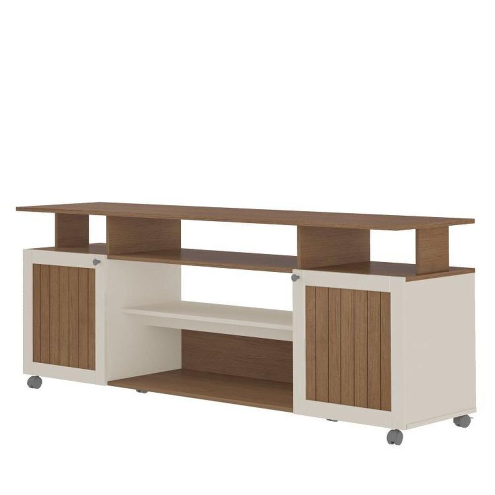 Kit para sala de estar Rack e Bar e Mesa de Centro Ipanema Cinamomo/Off White