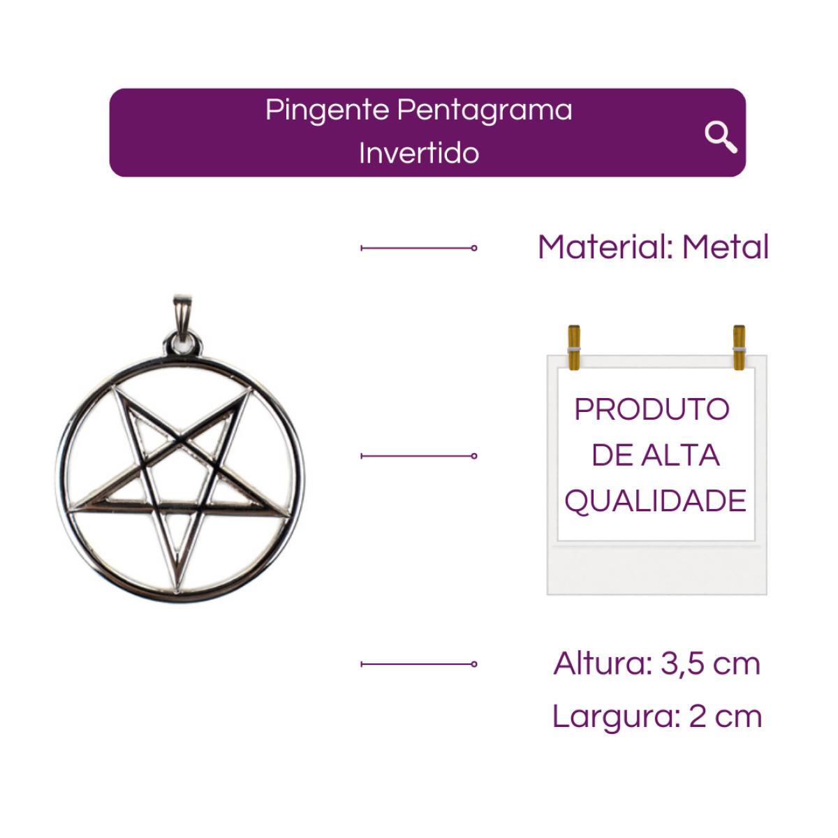 Miniatura Pingente Pentagrama Invertido 4,5 Cm Niquelado