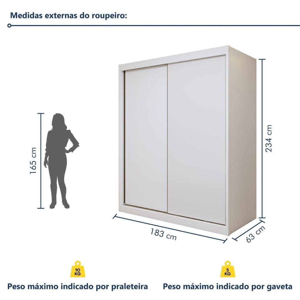 Miniatura Guarda-roupa 2 Portas 100% Mdf Monte Rei Branco