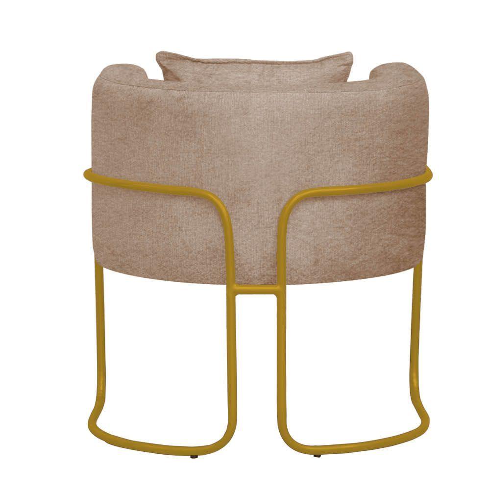 Miniatura Kit 03 Poltrona Cadeira Sirus Luxo Industrial Ferro Dourado Veludo Capuccino