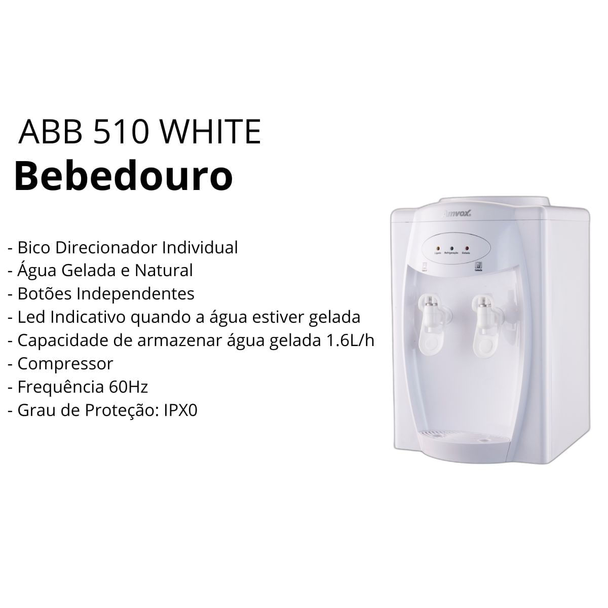 Miniatura Bebedouro Amvox ABB 510 80W Com compressor 1,6 Branco 110v 110V