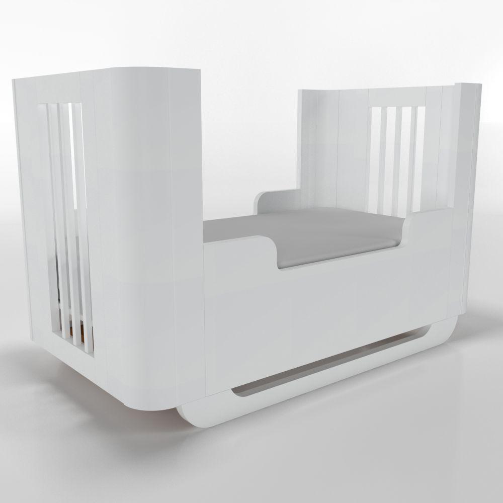 Miniatura Berço Neo Com Mini Cama Laterais Arredondadas Timber Móveis Branco