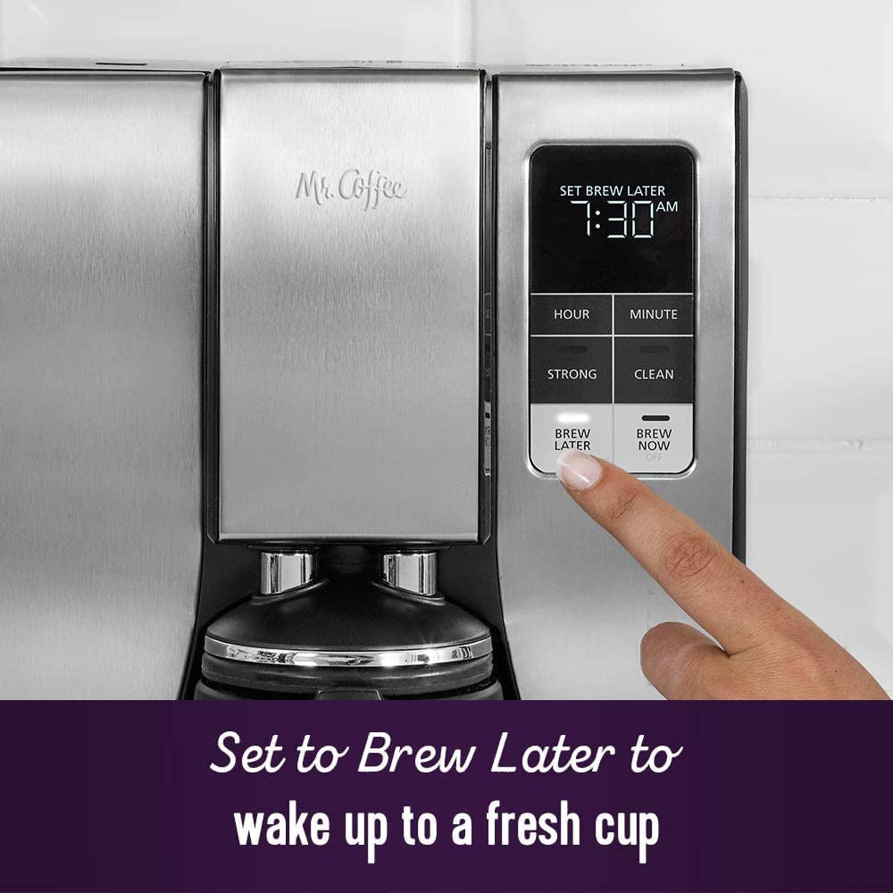 Miniatura Mr Coffee Cafeteira Programável Reservatório 18L com Tela L CD 110V Prata