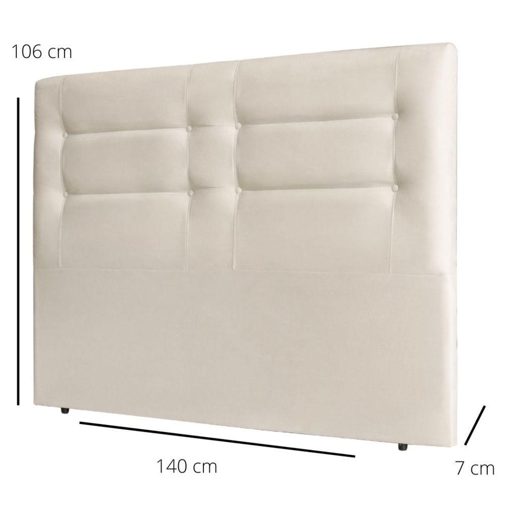 Miniatura Cabeceira Estofada Cama Box Casal 140 Cm Zoe Veludo Bege