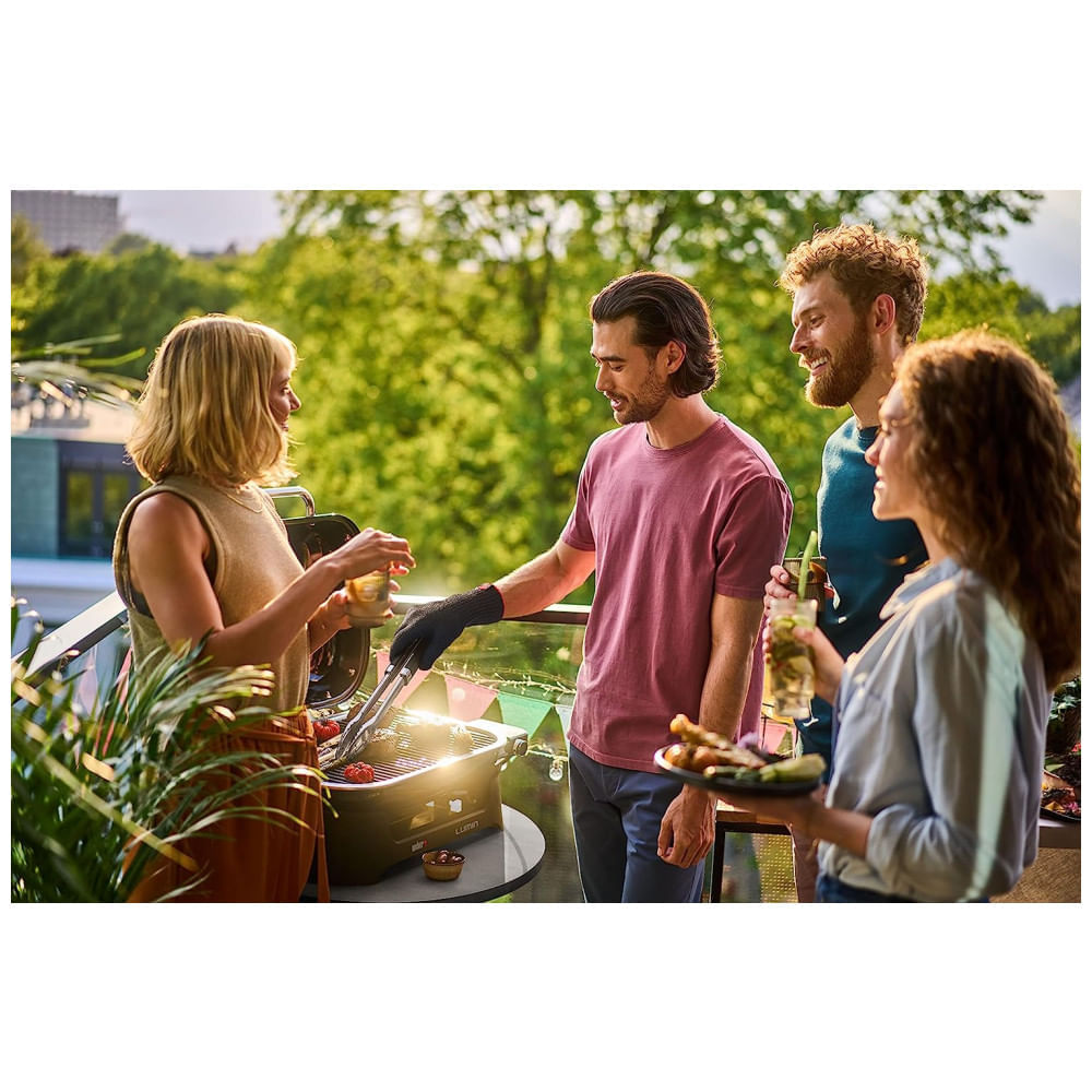 Miniatura Churrasqueira Elétrica Portátil Externa sem Suporte, 110V, Weber Lumin, Azul Claro