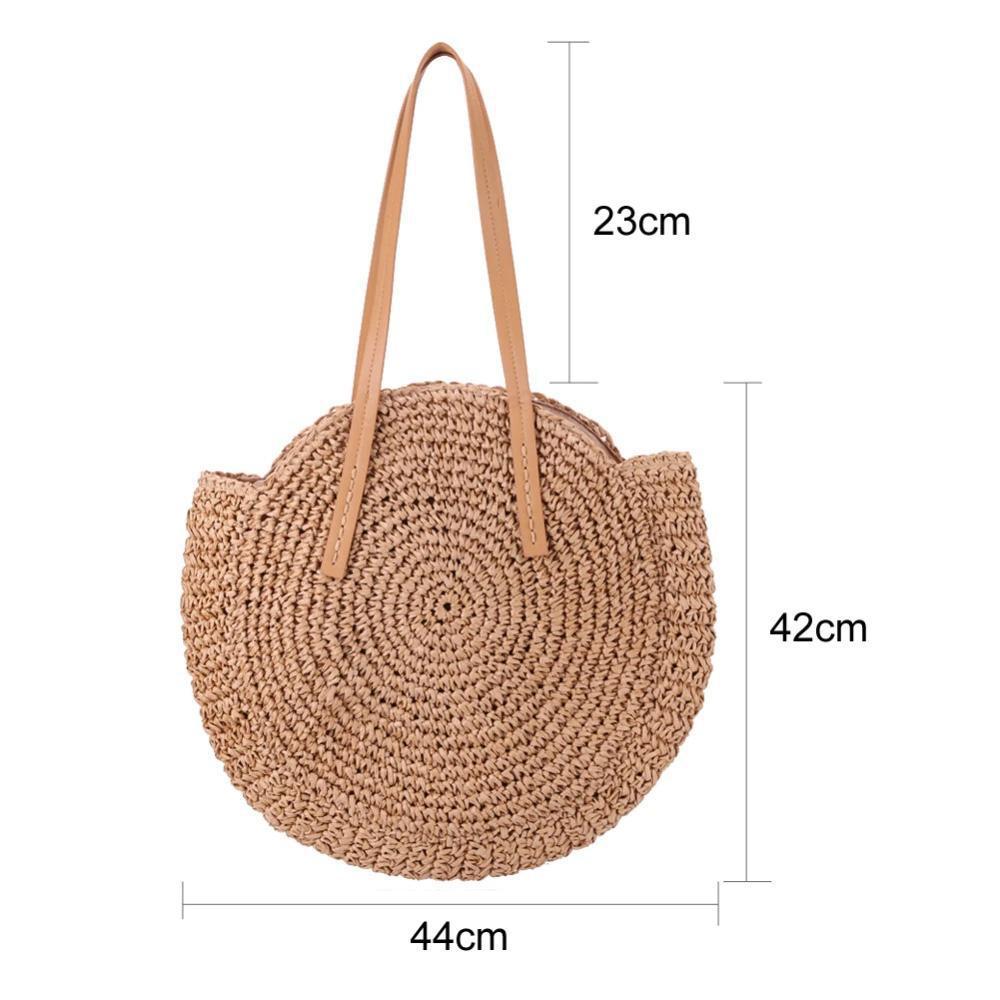 Miniatura Bolsa Saco Grande Redonda Palha Sintética Maleável Caramelo