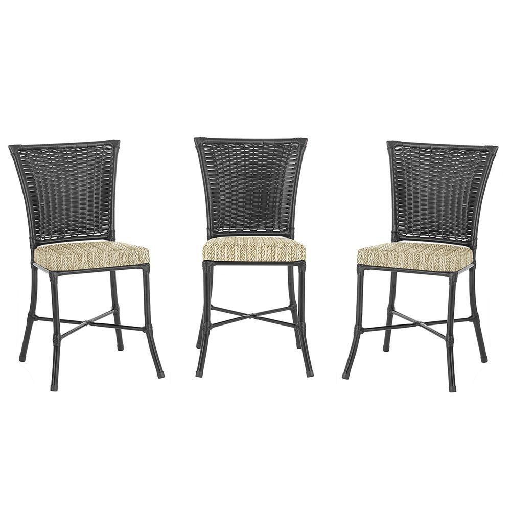 Miniatura Kit 3 Cadeiras Cozinha Sala De Jantar Varanda Em Alumínio E Estofado Impermeavel Turquia Preta Z24