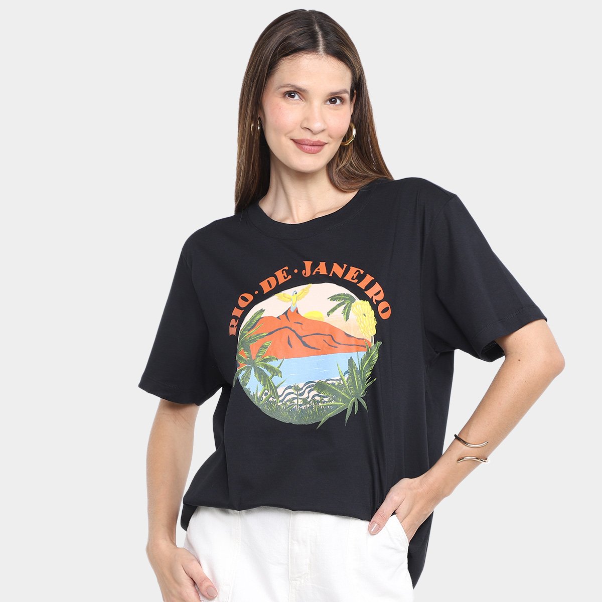 Miniatura Camiseta Farm Rio De Janeiro Feminina Preto - G