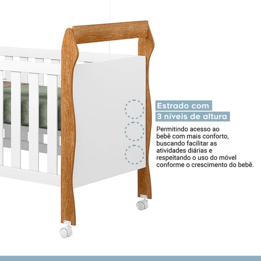 Berço Minicama Soninho C/ Colchão - Tigus Baby Cor: Branco/madeirado