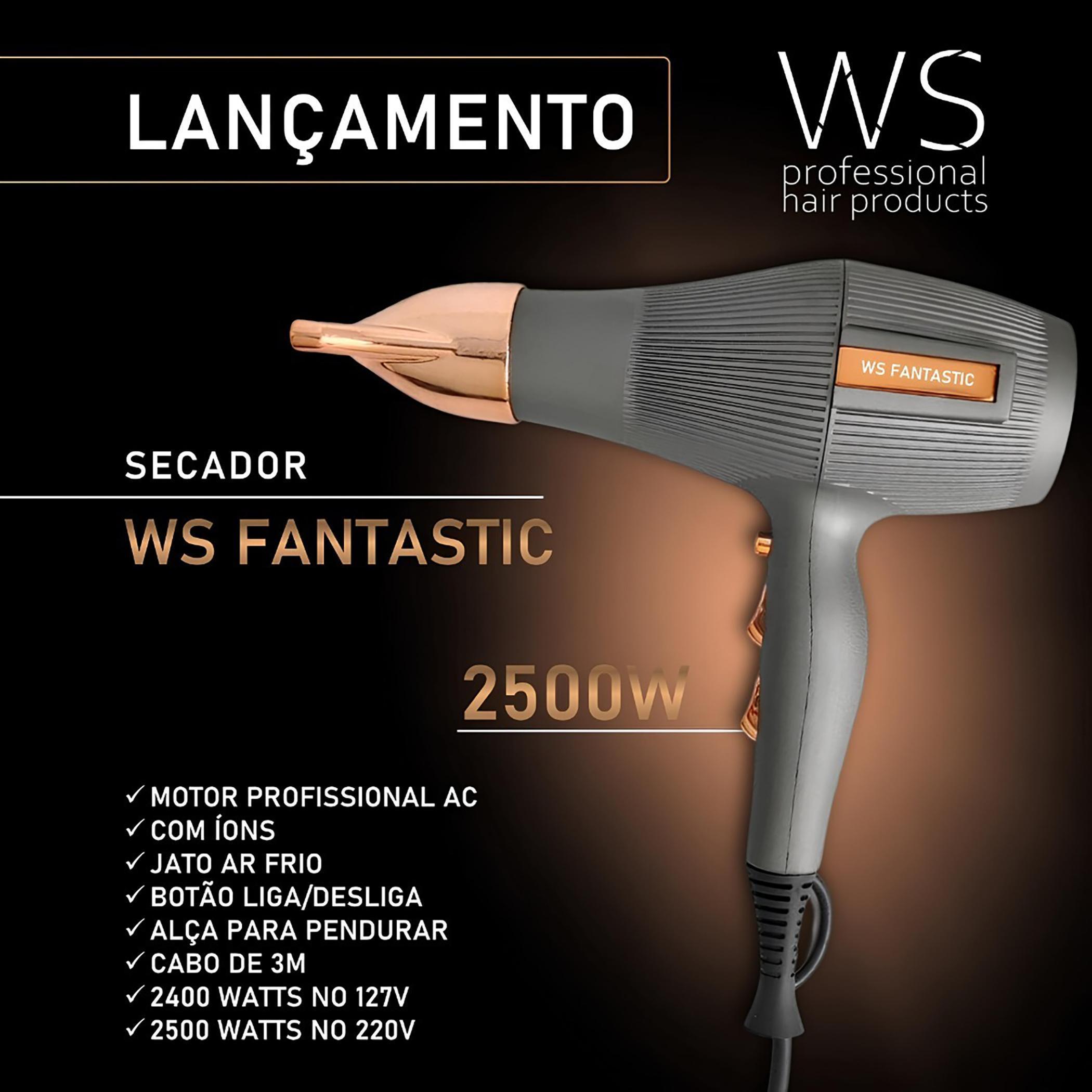Miniatura Secador De Cabelo Lizzo Ws Diamante Vulcano Grafite 2500W