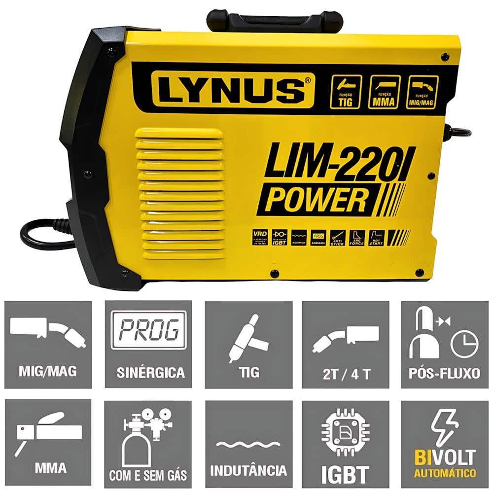 Solda Multiprocessos Mig/Tig/Eletrodo Bivolt LIM-220I LYNUS Bivolt