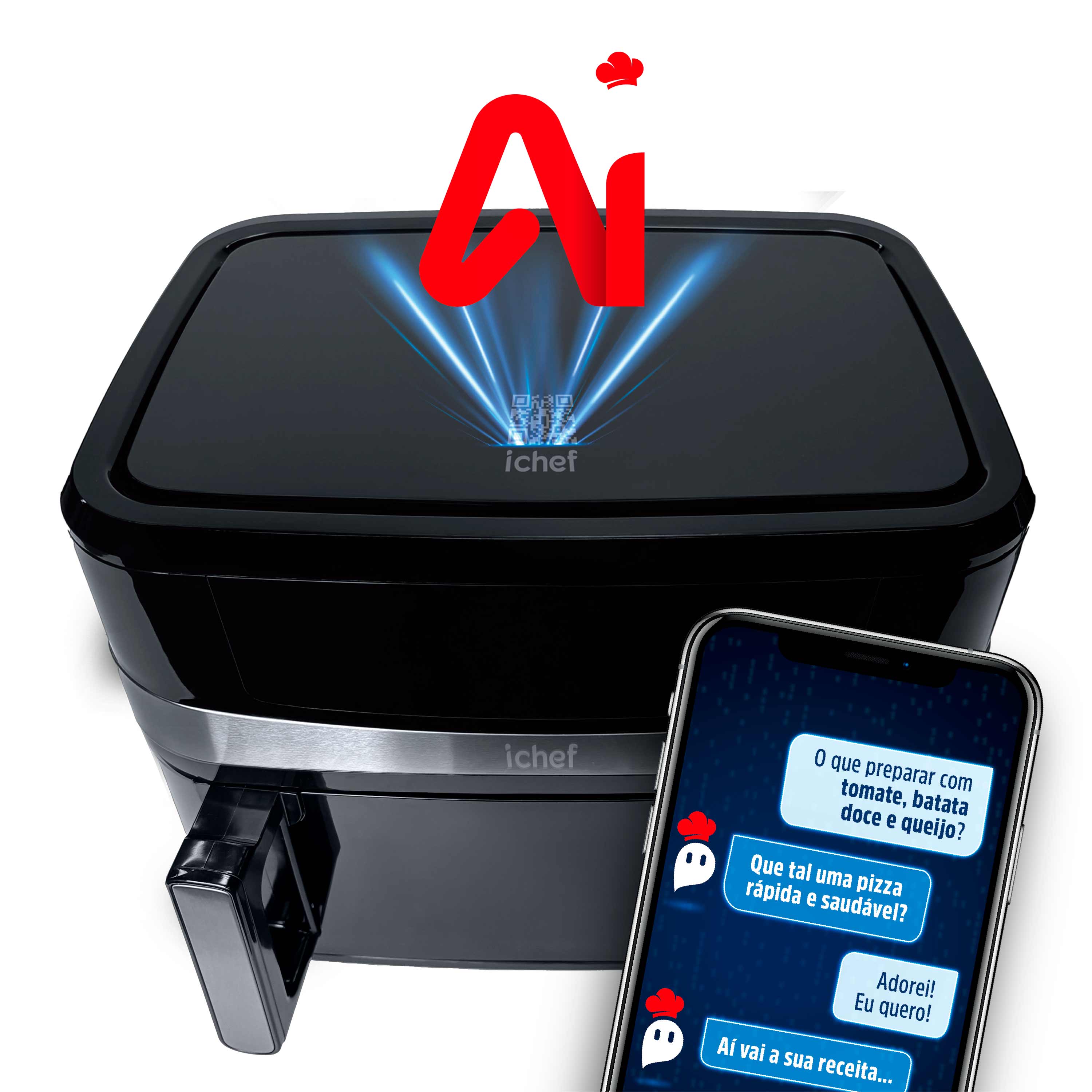 Miniatura Fritadeira Elétrica Airfryer Ichef Dualzone | 127V