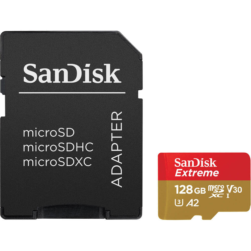 Miniatura Cartão MicroSDXC SanDisk 128Gb Extreme 160Mb/s UHS-I A2 / V30 / U3 Adaptador SD