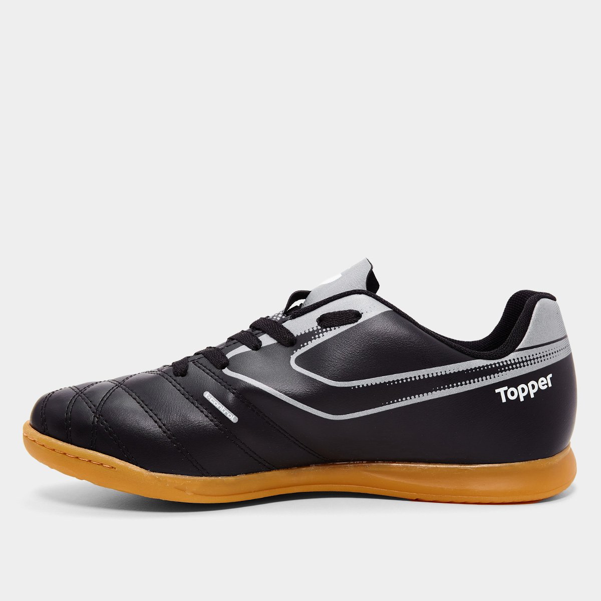 Chuteira Futsal Topper Cup VIII Unissex Preto+Cinza - 37
