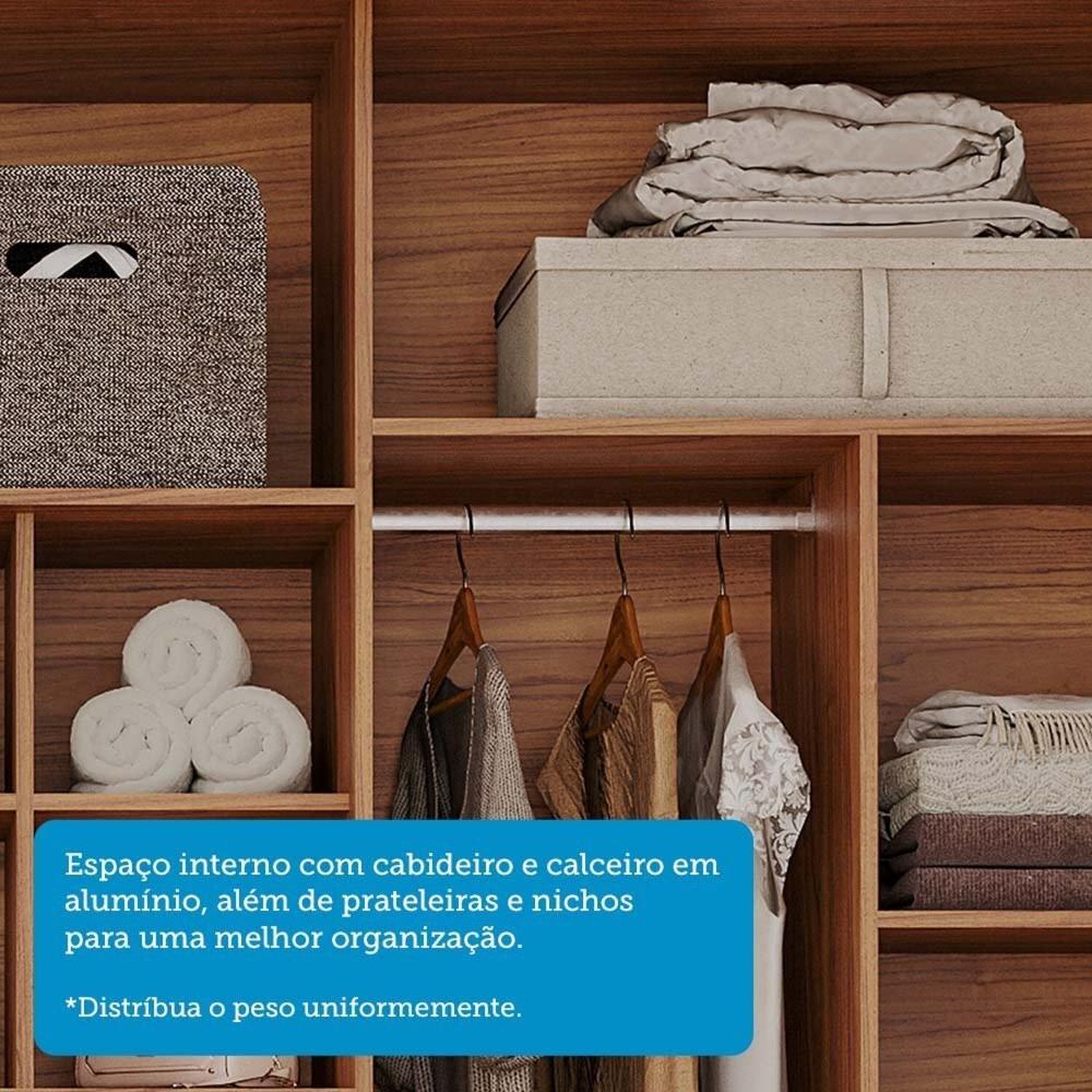 Guarda-roupa Casal 267,60cm 6 Portas com Espelho 100% Mdf Linhares Espresso Móveis Cinamomo/Off White