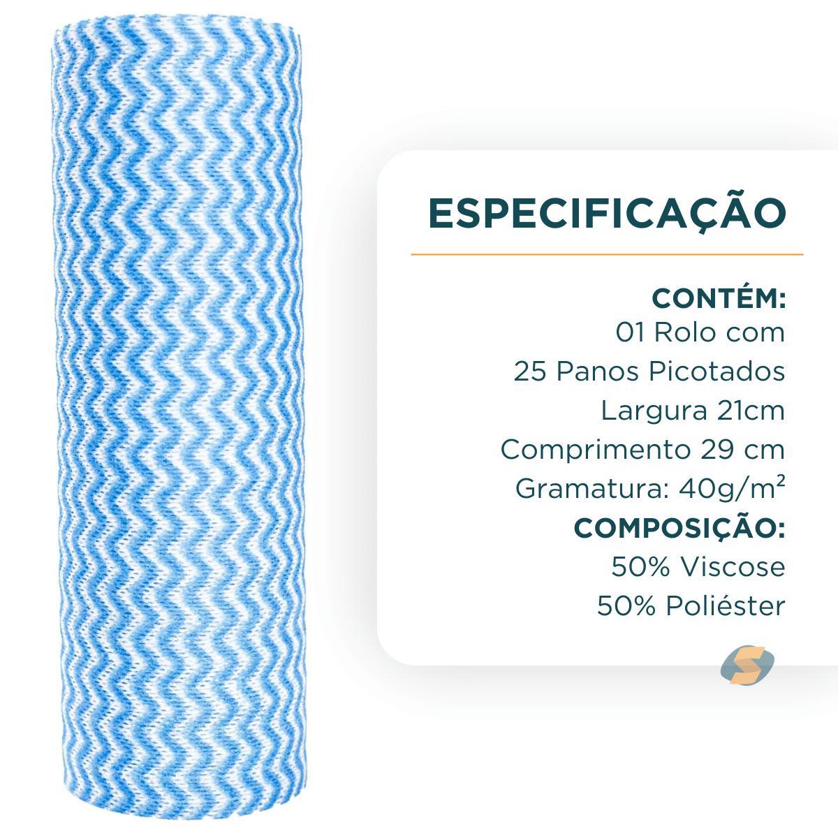 Miniatura Rolo 25 Panos Multiuso Tipo Perfex Limpeza Azul Powermaid