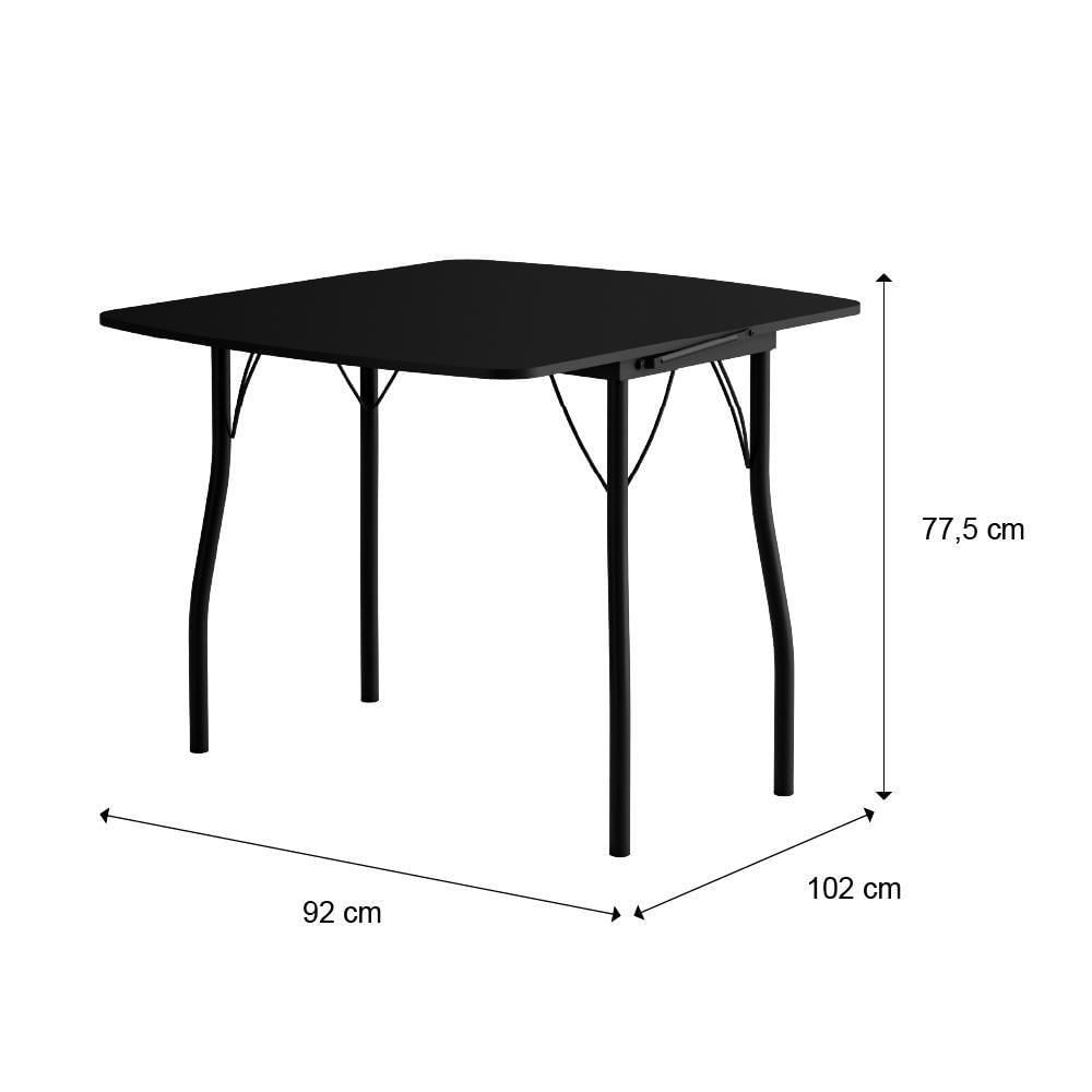 Conjunto Mesa Extensível Com 4 Banquetas Preto Carraro