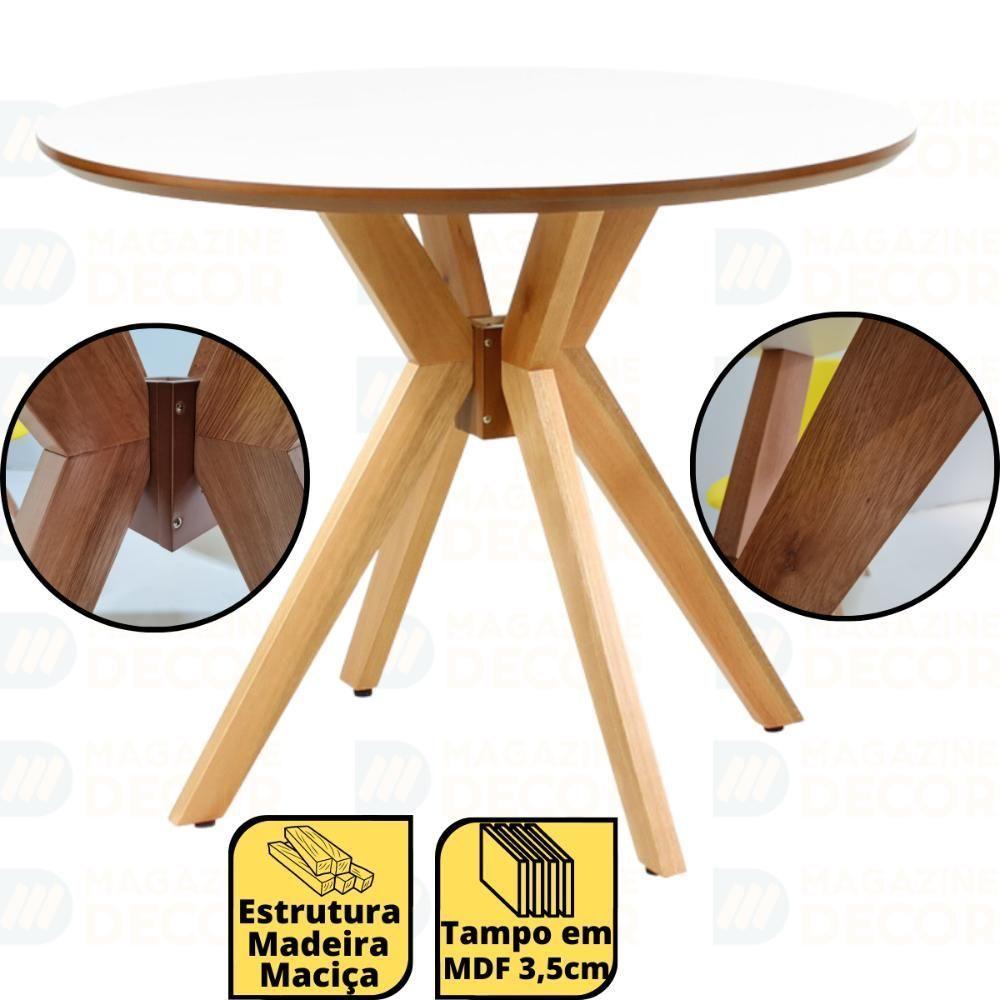 Miniatura Conjunto Mesa De Jantar Redonda Marci Premium Branca 100cm Com 4 Cadeiras Eames Eiffel - Preto