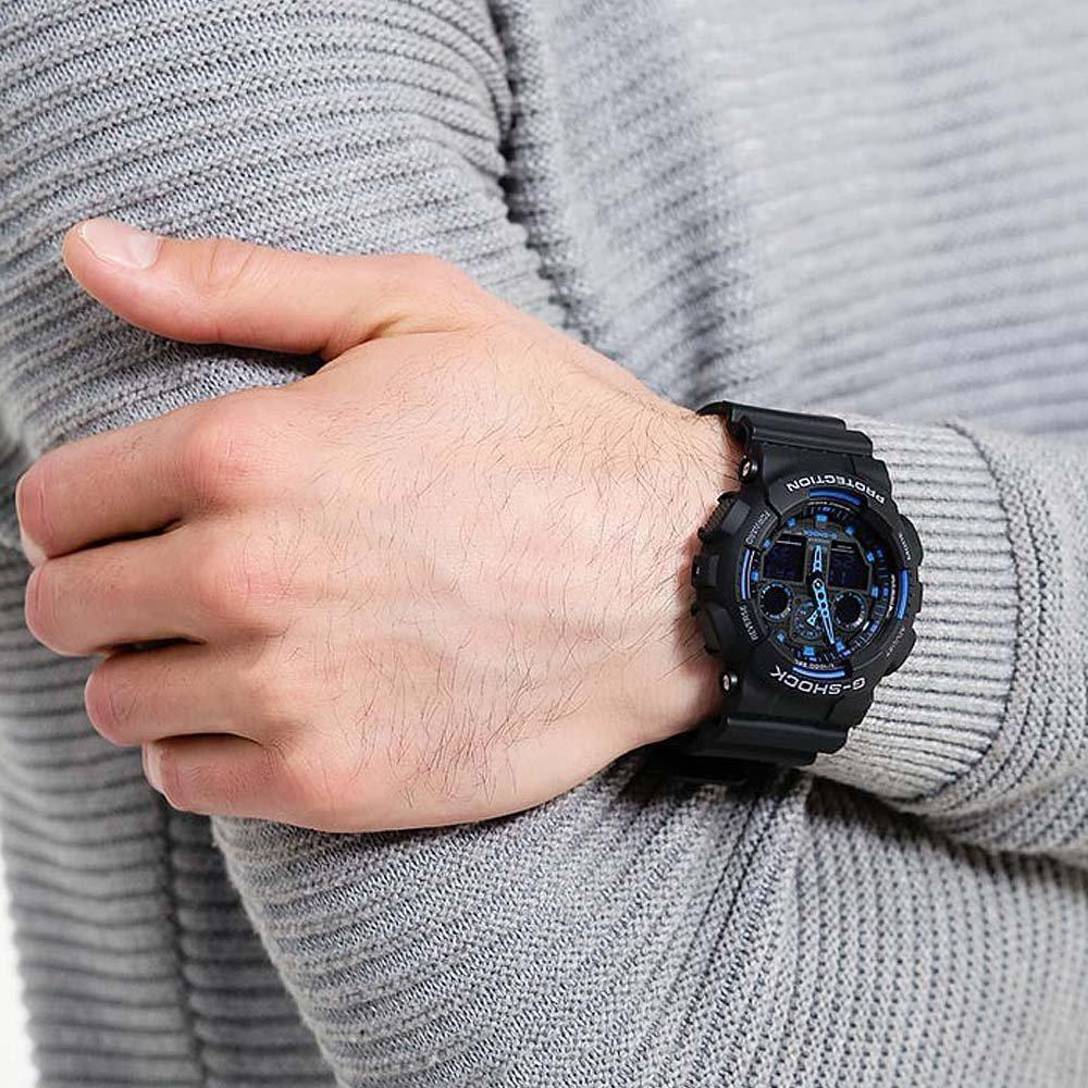 Miniatura Relógio Casio G-shock Ga-100-1a2dr *three Eye Preto E Azul