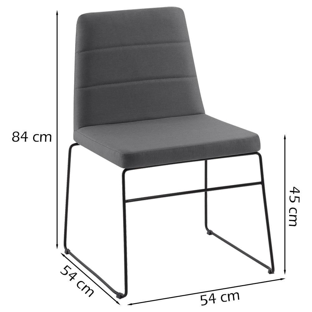 Miniatura Cadeira Decorativa Base Aço Preto F40 Linho Cinza Dmobiliario Cinza