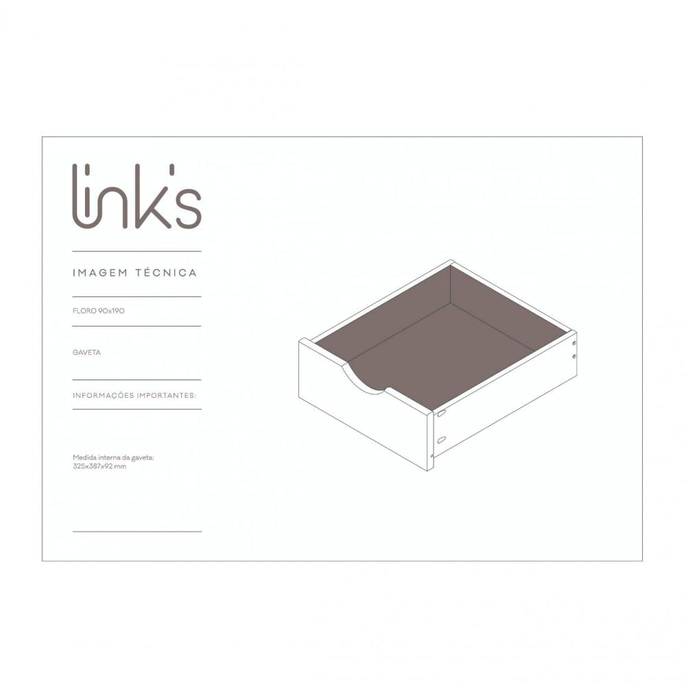 Cama Solteiro 5 Gavetas e Nicho Madeira Maciça Floro Inter Link Branco Lavado