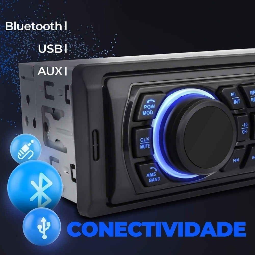 Miniatura Som Automotivo Mp3 Player Bluetooth Usb 25w Controle Remoto