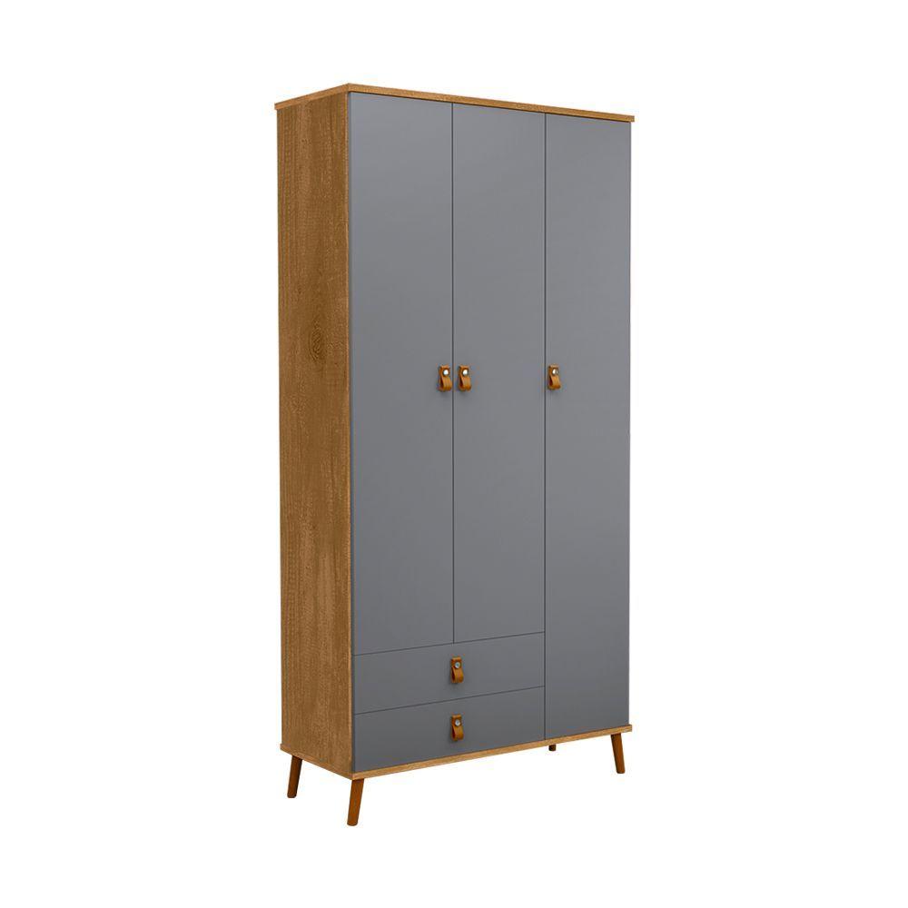 Miniatura Roupeiro Jujuba 3 Portas E 2 Gavetas Em Mdf Cinza - Nature