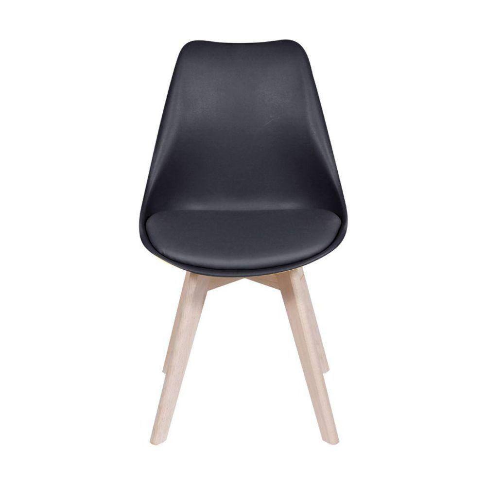 Miniatura Cadeira Louvre Preta Com Base De Madeira