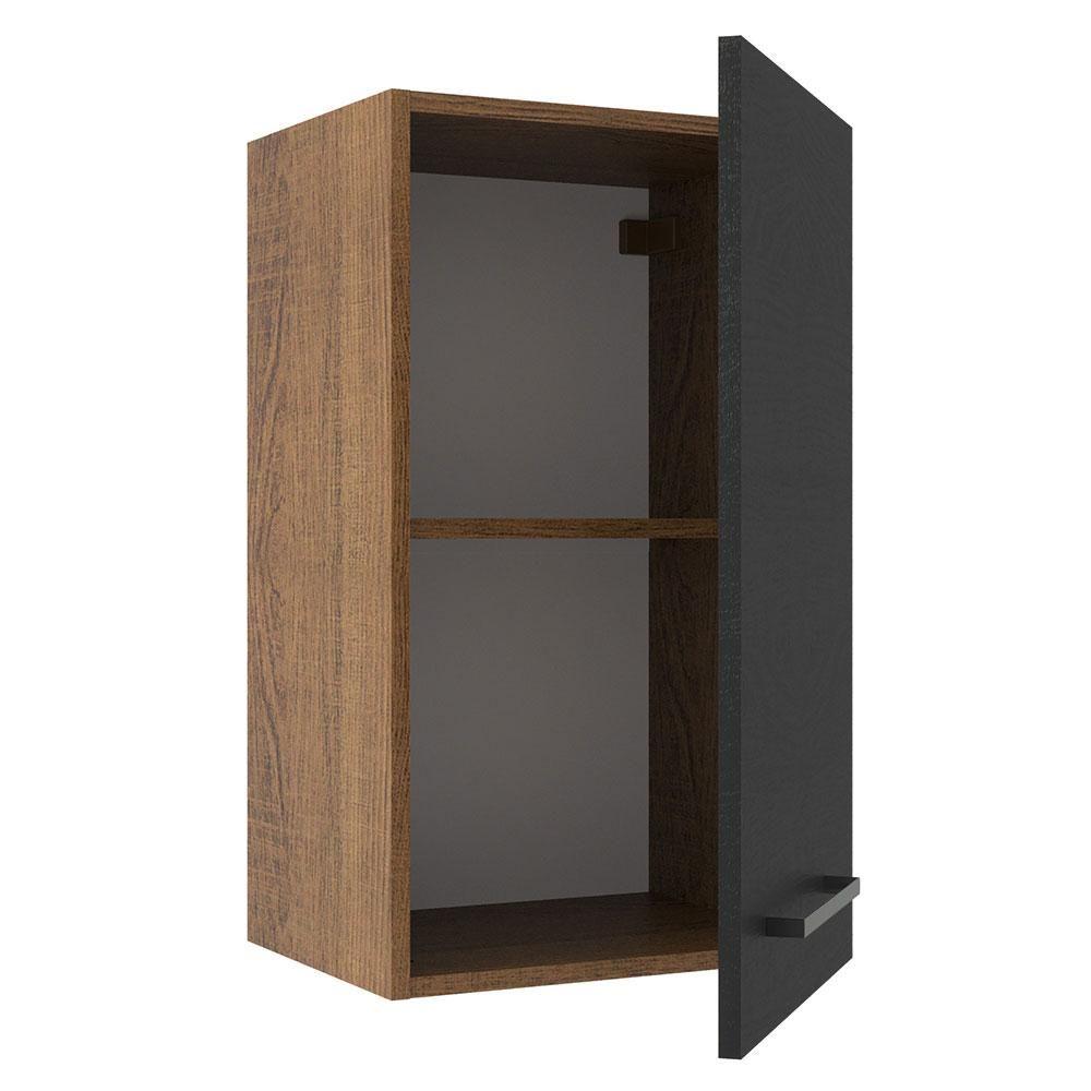 Armário Aéreo Madesa Agata 40cm com 1 Porta Rustic Preto
