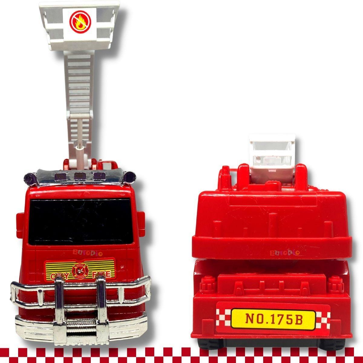 Miniatura Caminhão Bombeiro Sirene Som Luz Movimento Escada Resgate