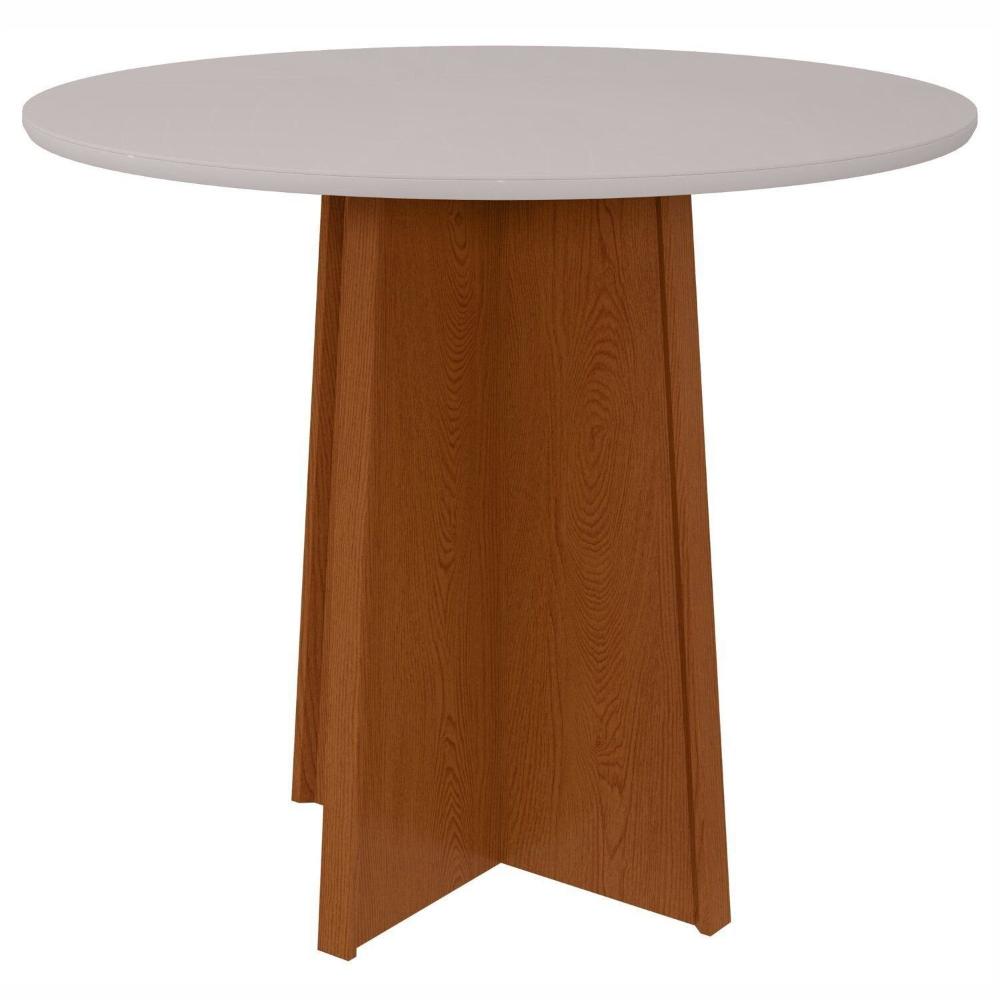 Mesa de Jantar 100x100cm Tampo MDF/Vidro Celebrare Frassino/Off White