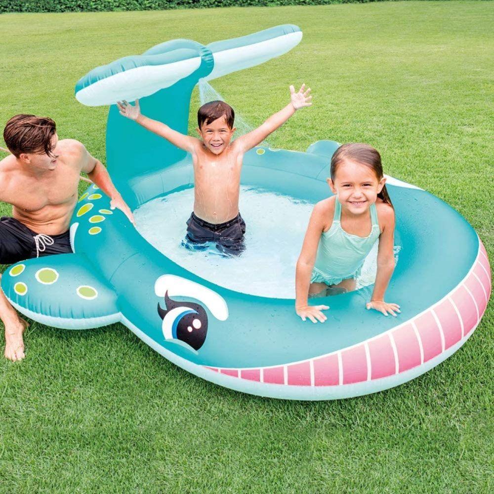 Miniatura Piscina Inflável Infantil Spray Baleia Gigante 200 Litros Intex