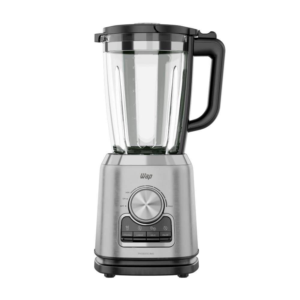 Miniatura Liquidificador Wap Jarra de Vidro 2L Preto e Cinza1000W WB2000 220V FW010341