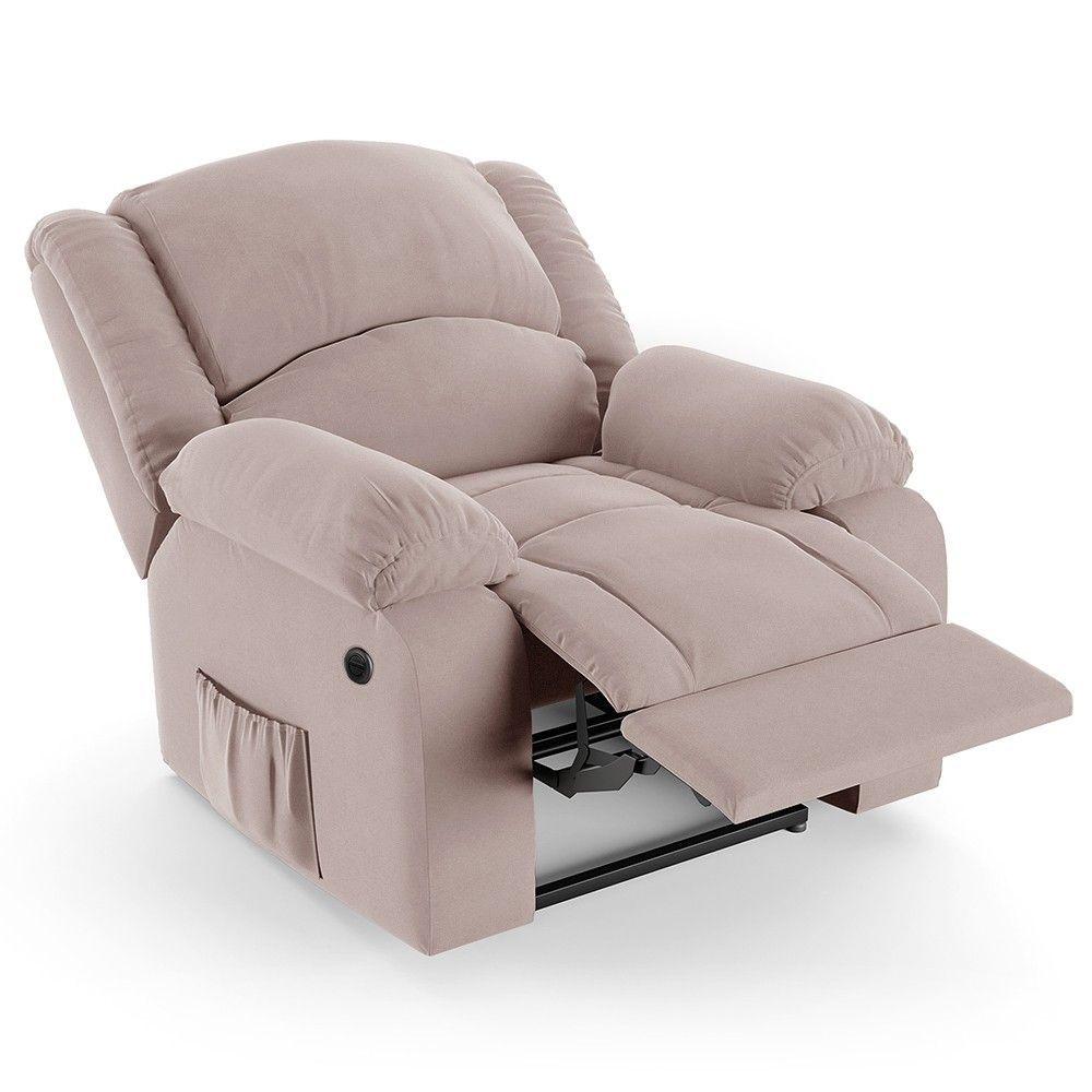 Miniatura Poltrona Do Papai Reclinável Pietra Power Elétrica Usb Fh9 Veludo Rosê - Mpozenato