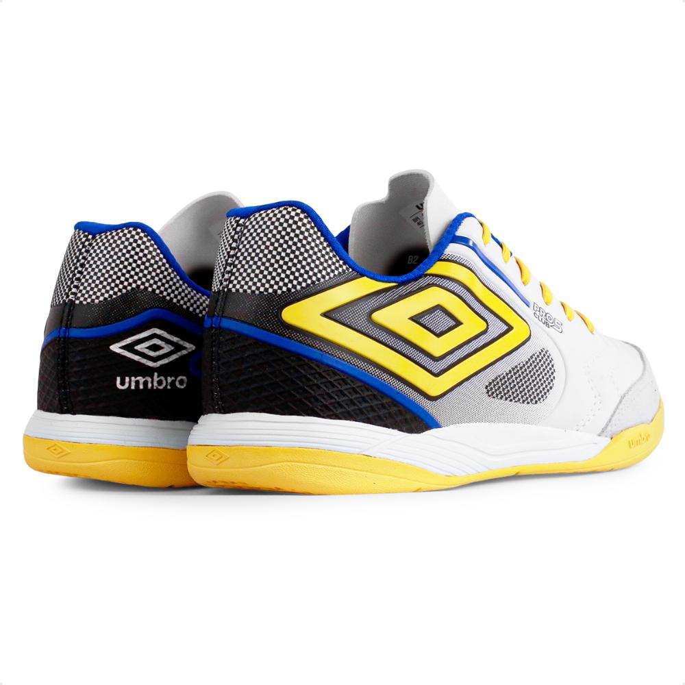Miniatura Chuteira Futsal Umbro Pro 5 Bump Club Masculina Branco / Amarelo - 37