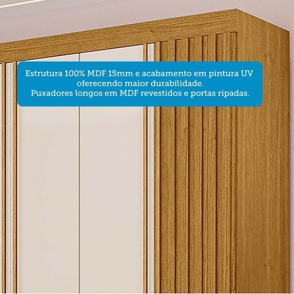Guarda-roupa Casal 230,10cm 6 Portas Ripado 6 Gavetas 100% Mdf Magnólia Cinamomo/Off White