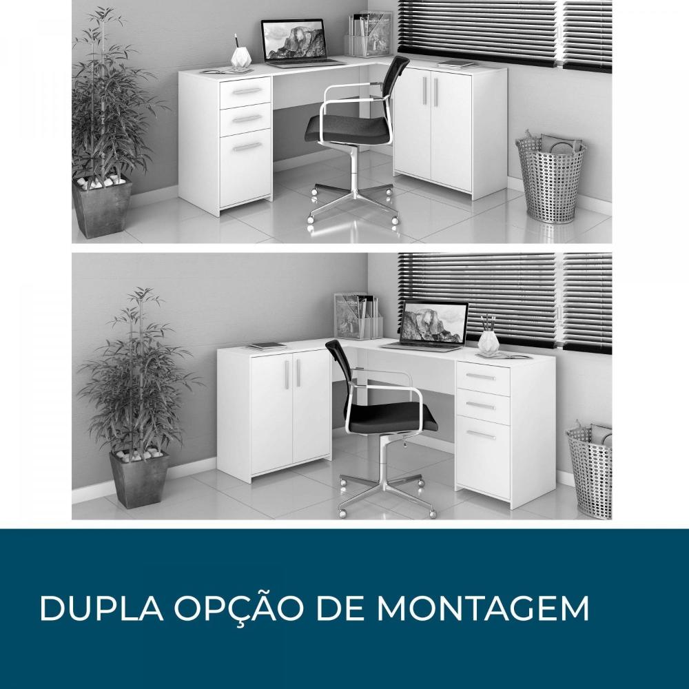 Miniatura Mesa de Escritório em L 2 Gavetas 3 Portas Office NT 2005 Notável Móveis Nogal Trend