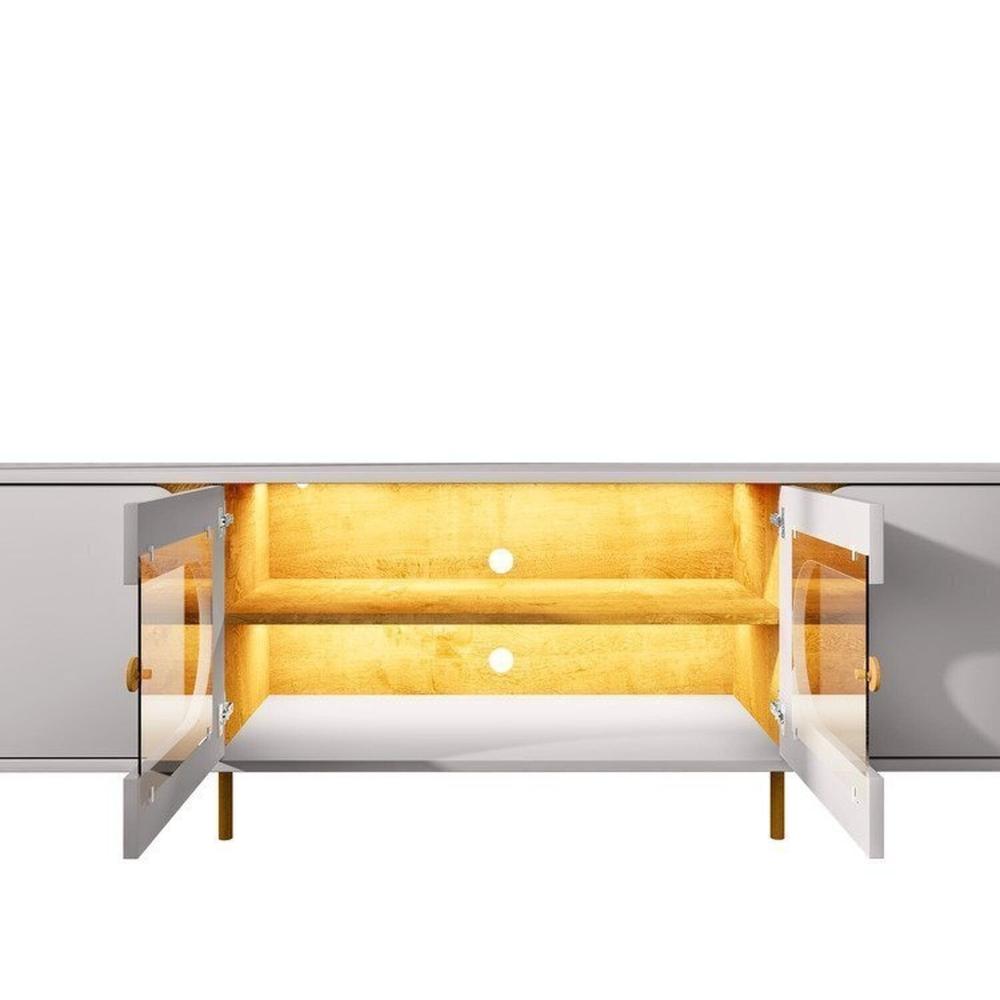 Painel Maresias com Rack Juquehy com Led Off-White/Naturalle