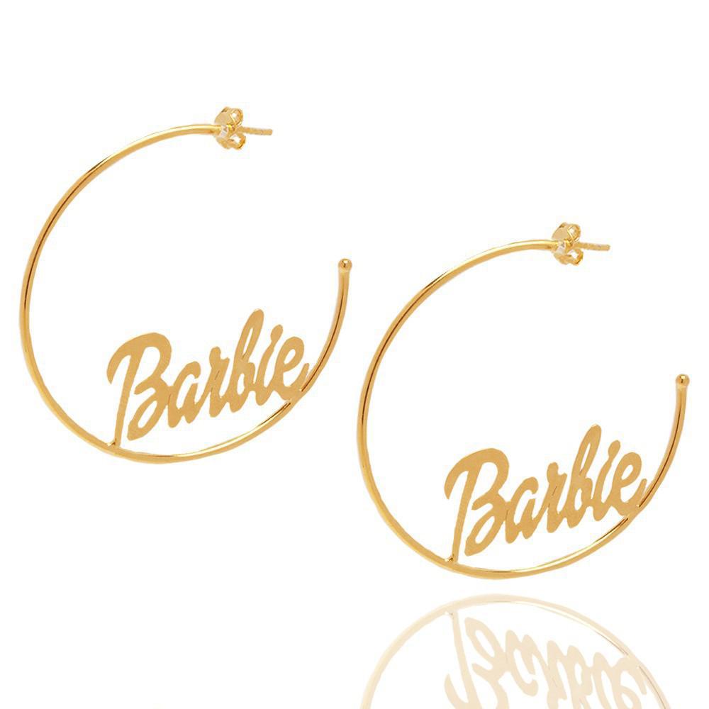 Miniatura Brinco De Argola Barbie Folheado A Ouro