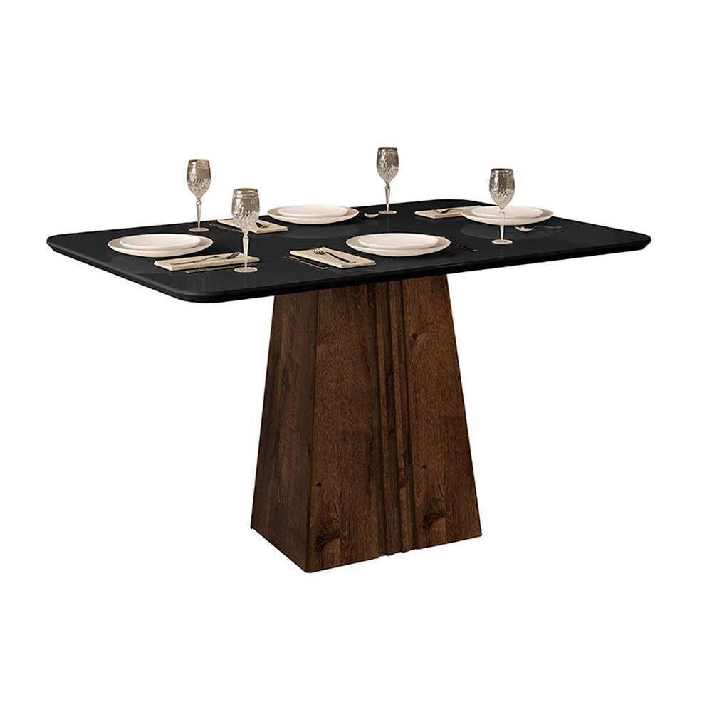 Mesa Para Cozinha Italia Com Tampo Madeirado Com Vidro 120x90cm Cedro Off White Dj Móveis