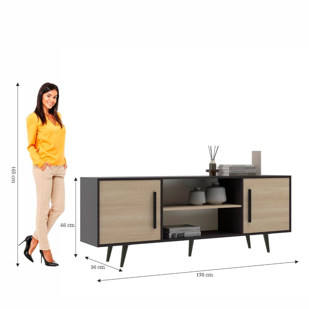 Miniatura Rack Atlas 178 Cm para Tv até 75 Polegadas Yescasa Grafite/Araguaia