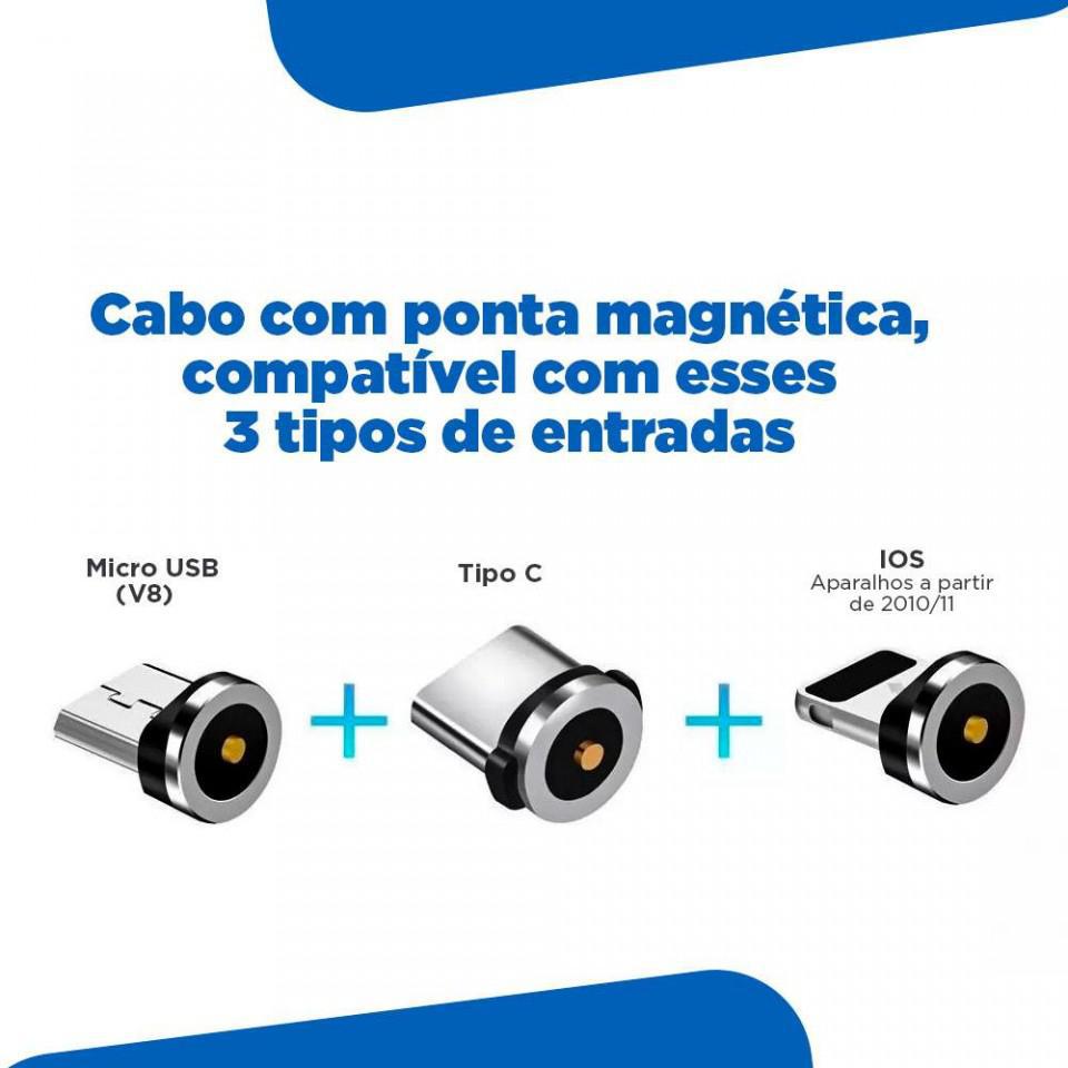 Miniatura Cabo Magnético 3 Em 1 Vermelho