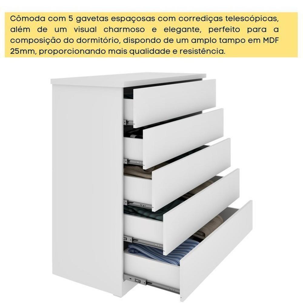 Guarda-Roupa 6 Portas Portugal E Comoda 5 Gavetas Premium Espresso Móveis Branco/Neve