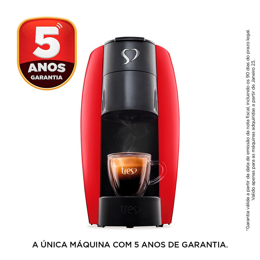 Miniatura Cafeteira Espresso LOV TRES 3 Corações Vermelho - 110V