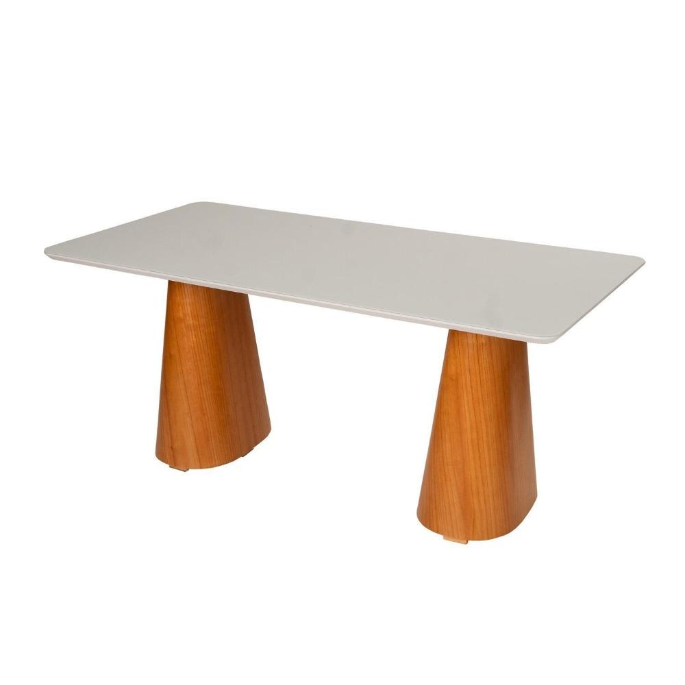 Miniatura Mesa Retangular em Madeira Maciça Authentic Espresso Móveis Champagnhe/Off White