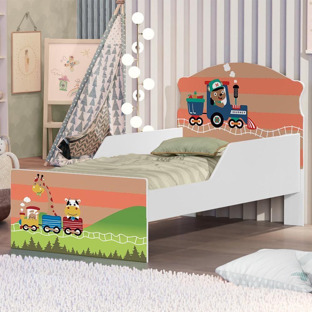 Miniatura Cama Infantil Trem Dos Bichinhos Com Colchão