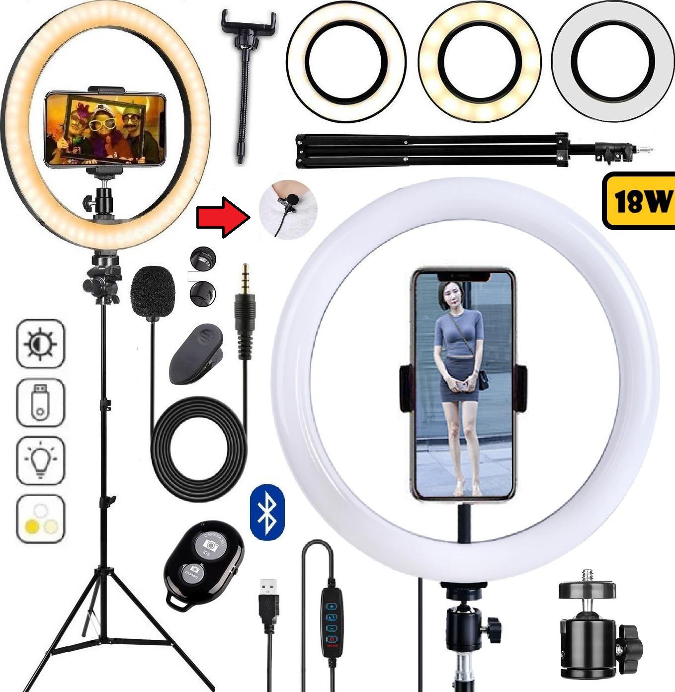 Miniatura Ring Light Profissional Anel Led Iluminação Completo Tripé