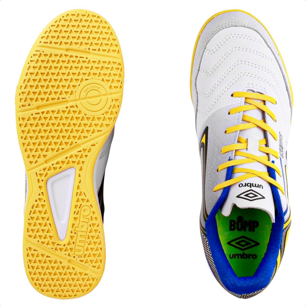 Chuteira Futsal Umbro Pro 5 Bump Club Masculina Branco / Amarelo - 37
