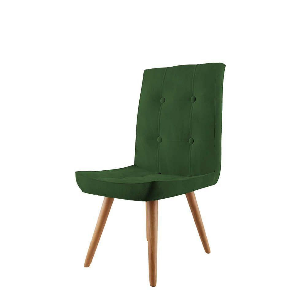 Miniatura Cadeira De Jantar Drop Com Botão Base Pé Palito Caramelo Suede Verde - Amey Decor